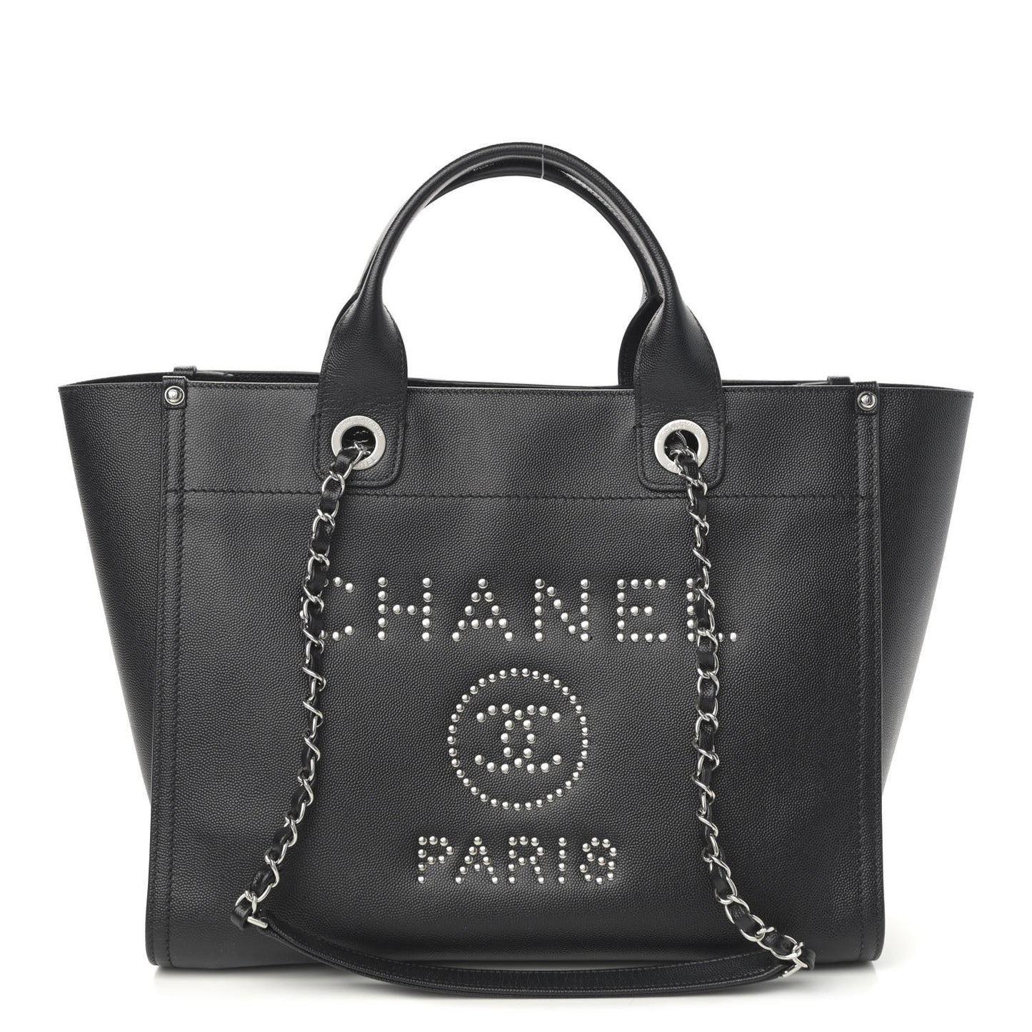 Caviar Small Studded Deauville Tote Black