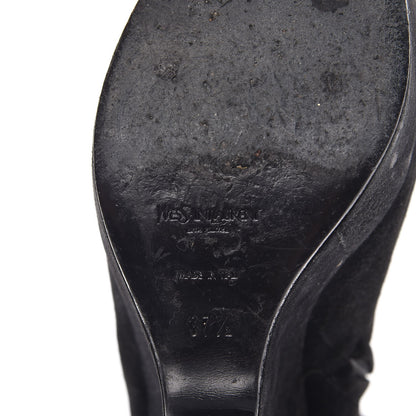 Saint Laurent Suede Corset Wedge Boots 37.5 Black 8 of 12