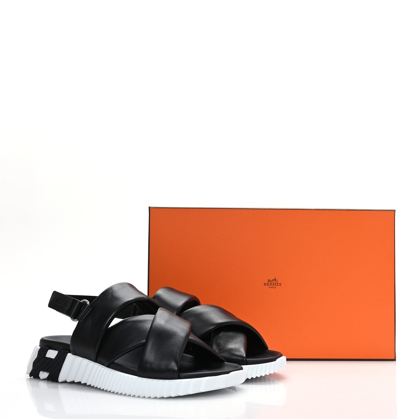 Calfskin Goatskin Electric Sandals 39 Black White