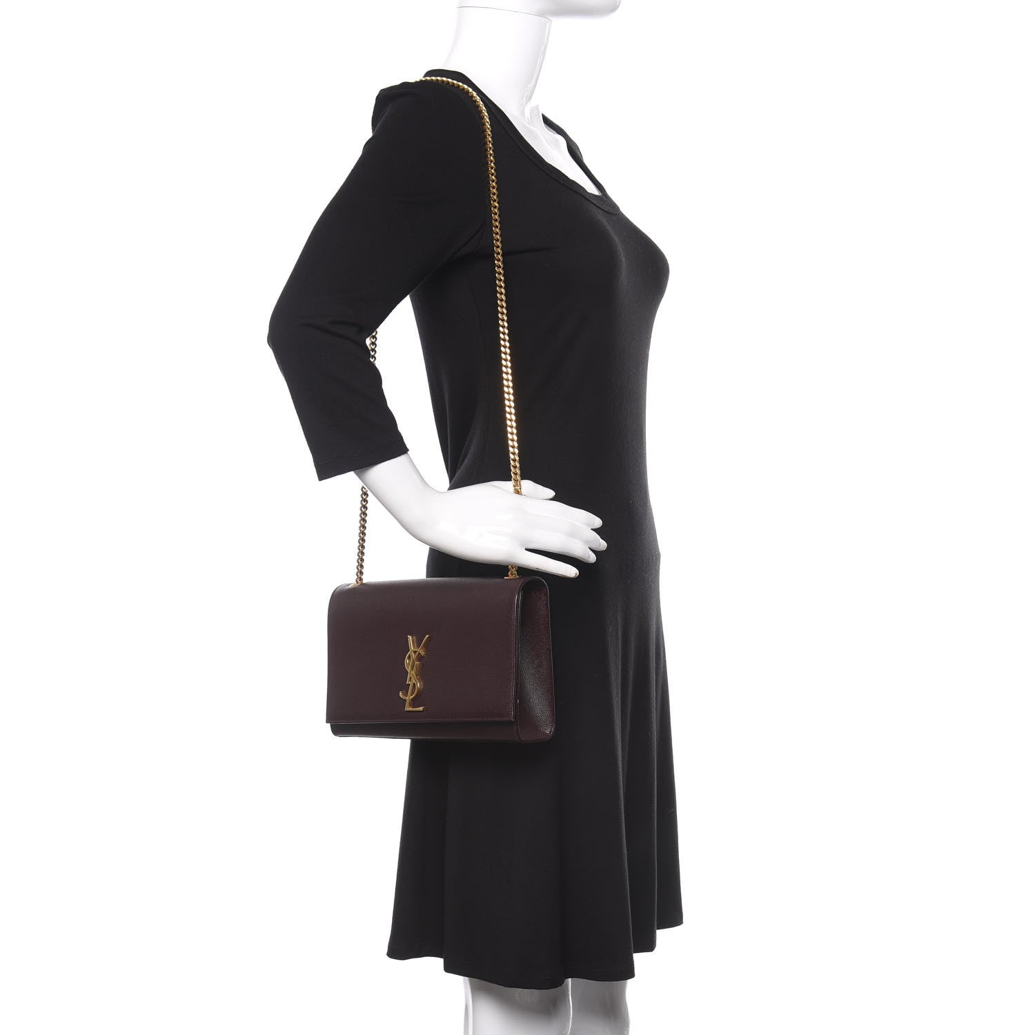 Saint Laurent Grain De Poudre Medium Classic Monogram Kate Satchel Amaranto 2 of 8