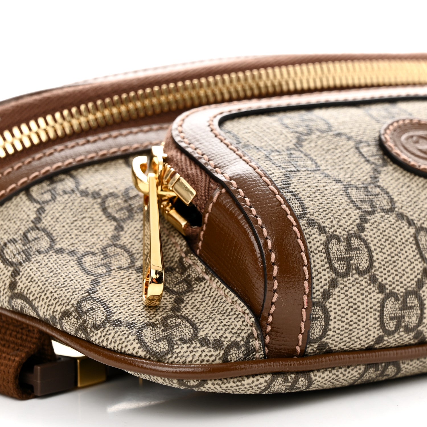 Gucci GG Supreme Monogram Textured Calfskin Retro Interlocking G Belt Bag Beige Ebony Brown Sugar 9 of 10