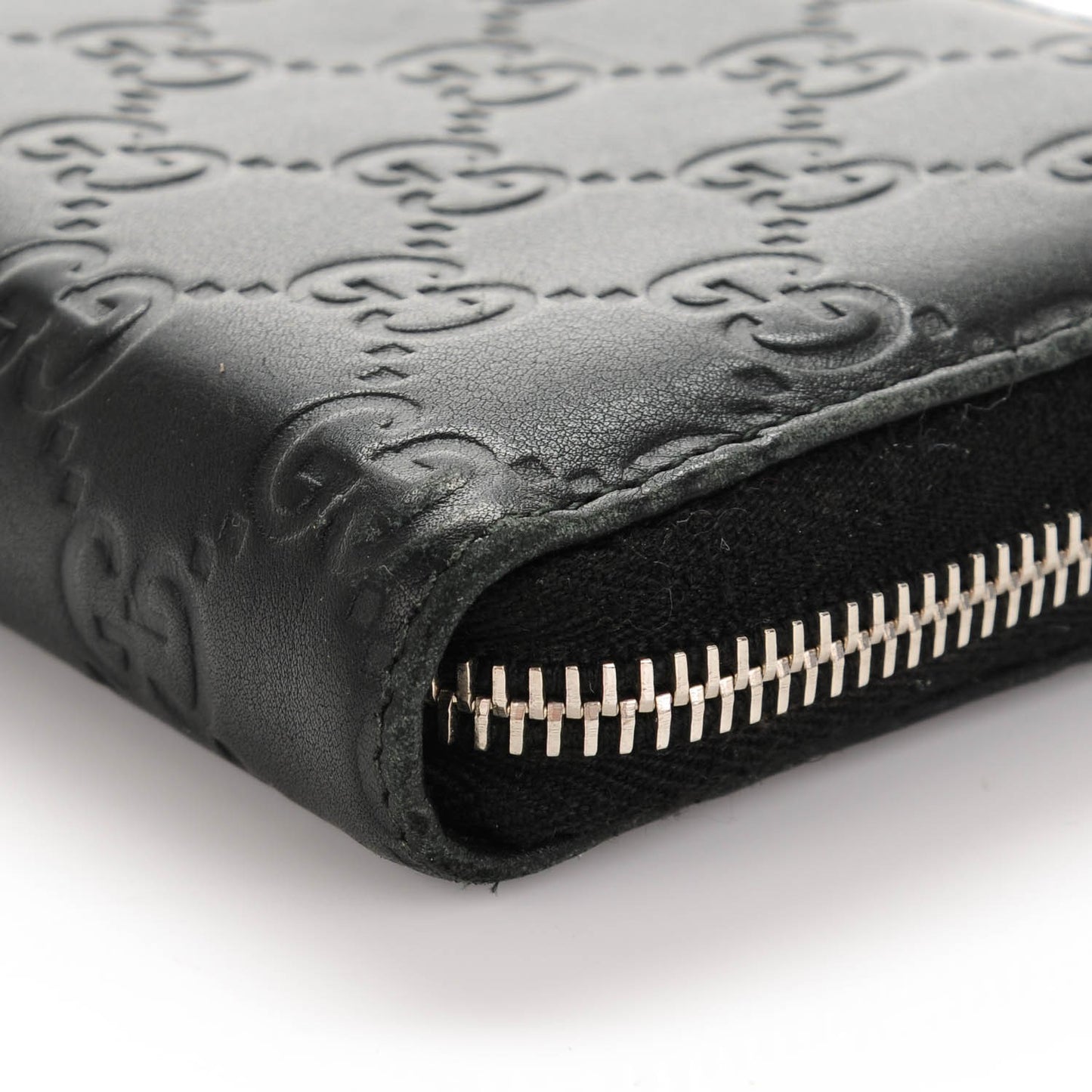 Guccissima Large Twins Zip Around Wallet Black