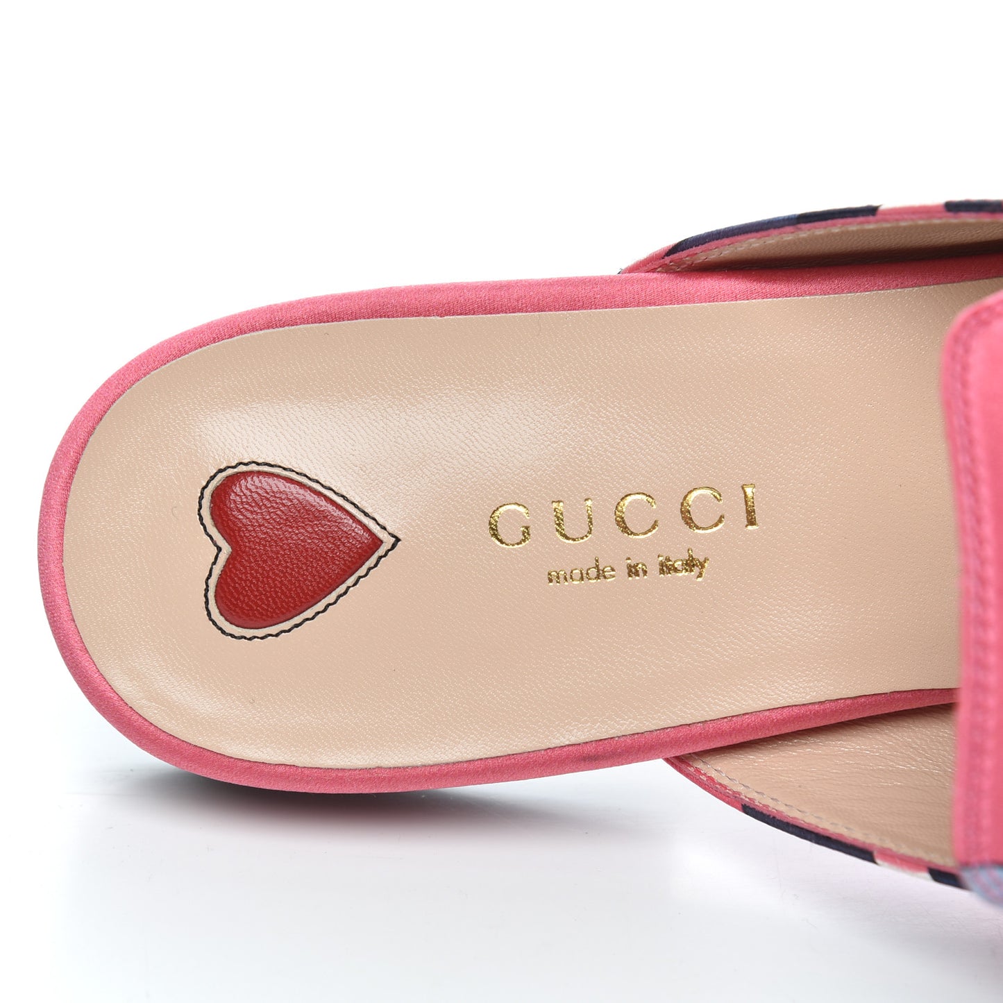 Satin GG Wallpaper Womens Princetown Slippers 37.5 Pink Flamboyant Blue Black