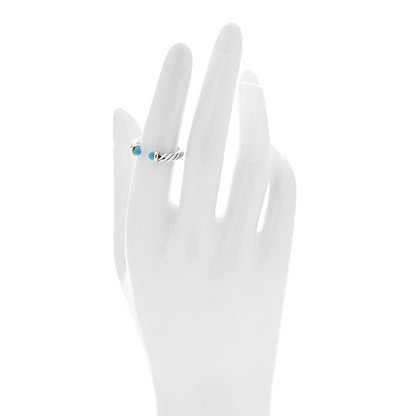David Yurman Sterling Silver 14K Yellow Gold Turquoise Petite Cable Open Ring 50 5.5 2 of 5