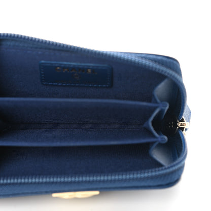 Chanel Caviar Quilted Boy Zip Around Coin Purse Wallet Dark Blue 5 of 8