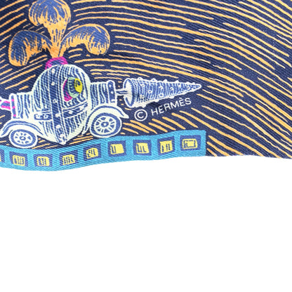 Hermes Silk Super Silk Quest Twilly Bleu Cobalt Rose Jaune 3 of 5