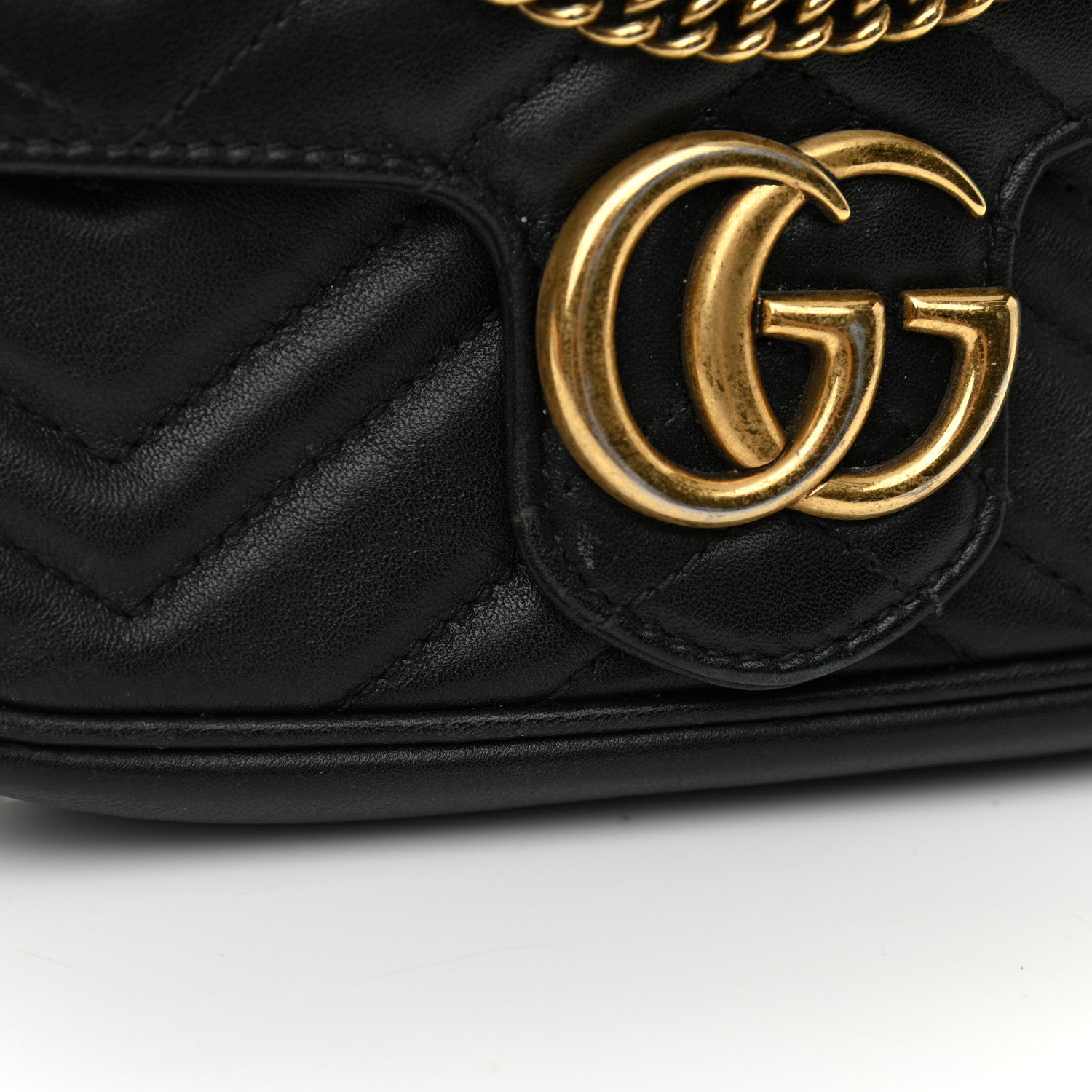 Gucci Calfskin Matelasse Super Mini GG Marmont Shoulder Bag Black 11 of 11