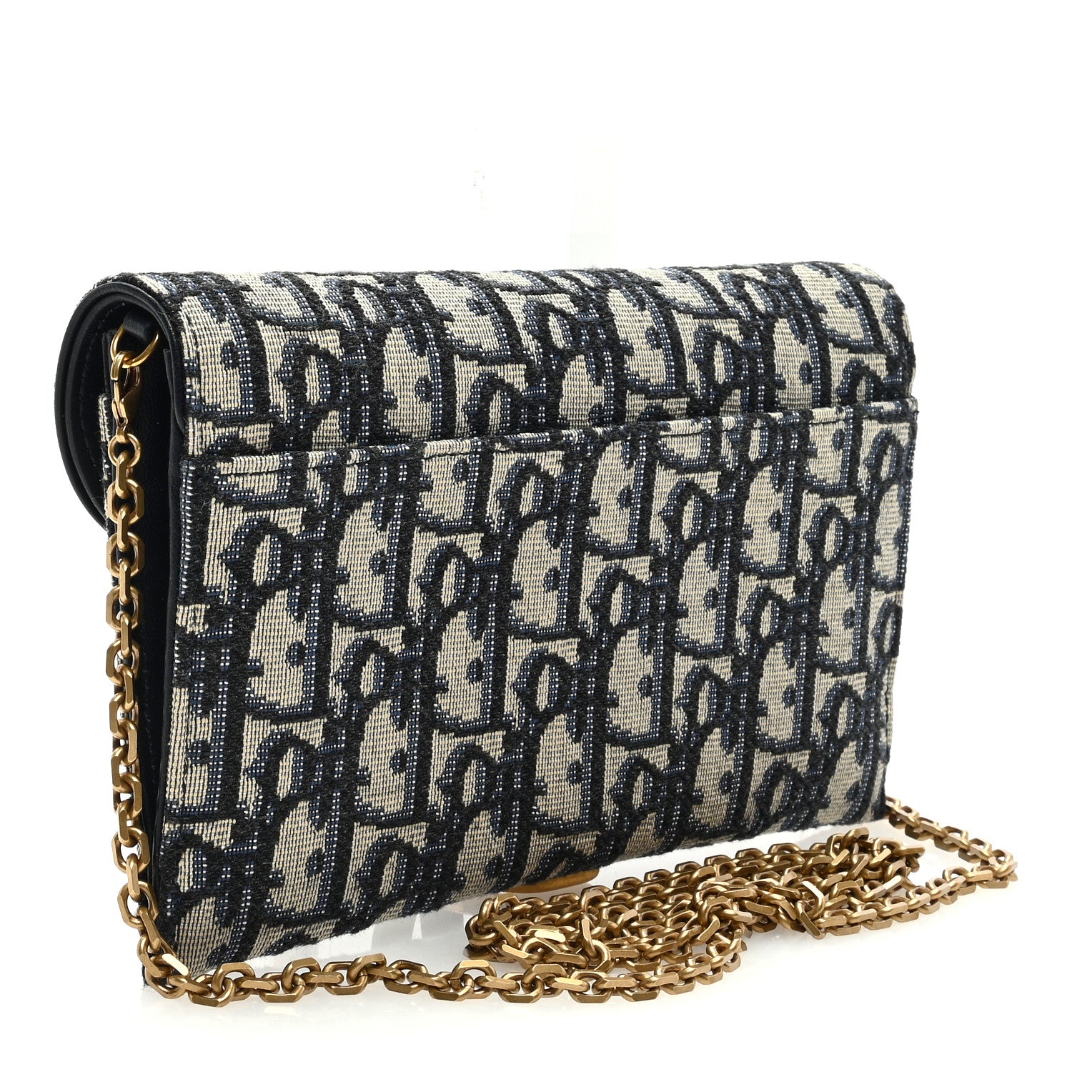 Christian Dior Oblique Saddle Chain Long Wallet Blue 4 of 9