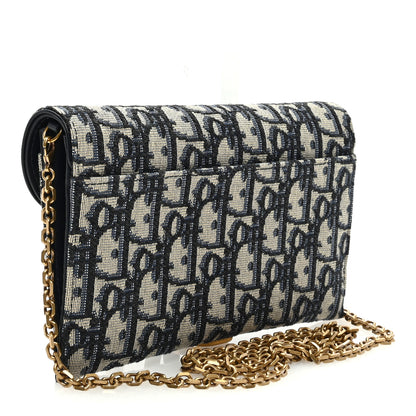 Christian Dior Oblique Saddle Chain Long Wallet Blue 4 of 9