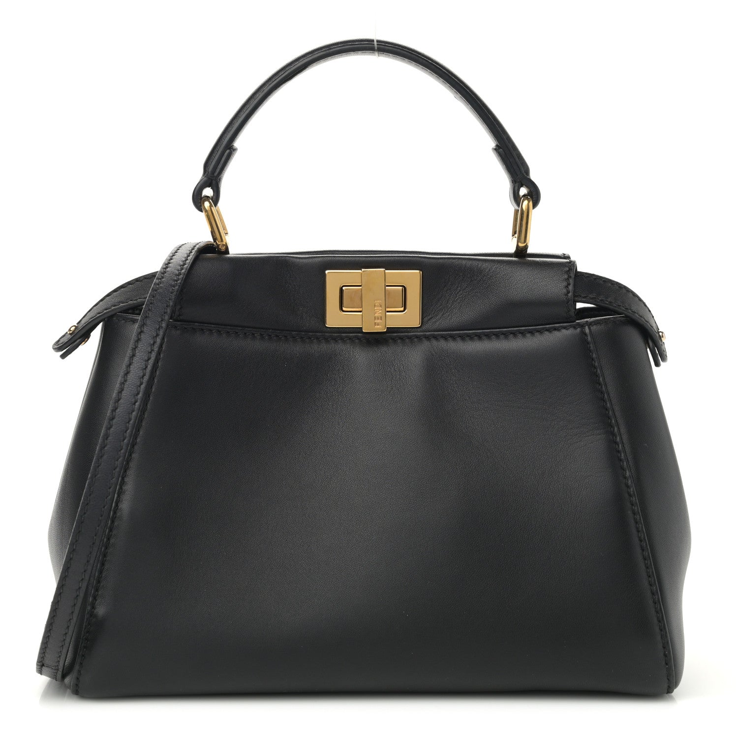 Fendi Nappa Mini Peekaboo Iconic Satchel Black 1 of 11