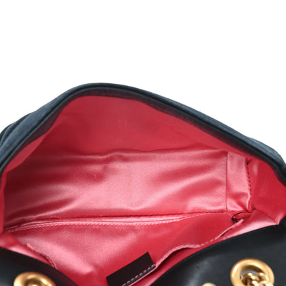 Gucci Velvet Matelasse Mini GG Marmont Shoulder Bag Black 4 of 6