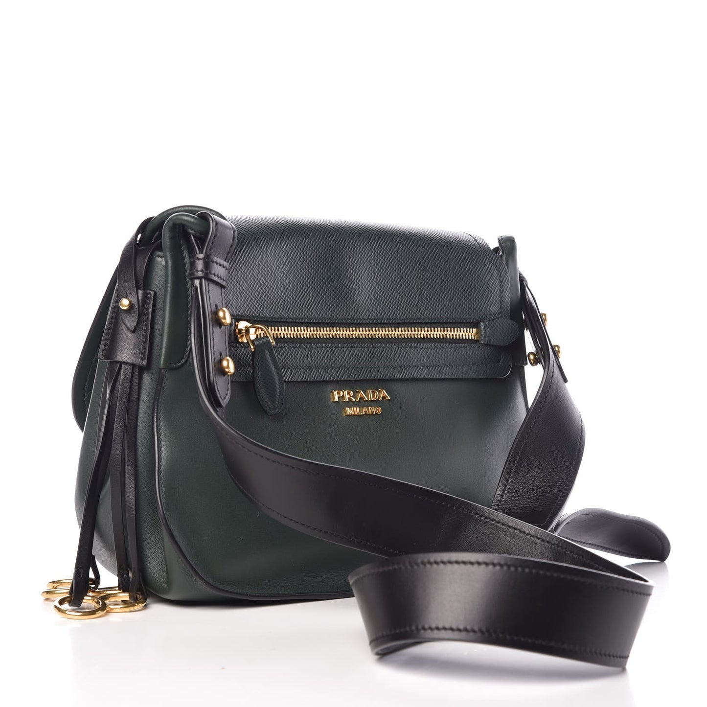 Saffiano Cuir Calf Corsaire Bag Smeraldo Black