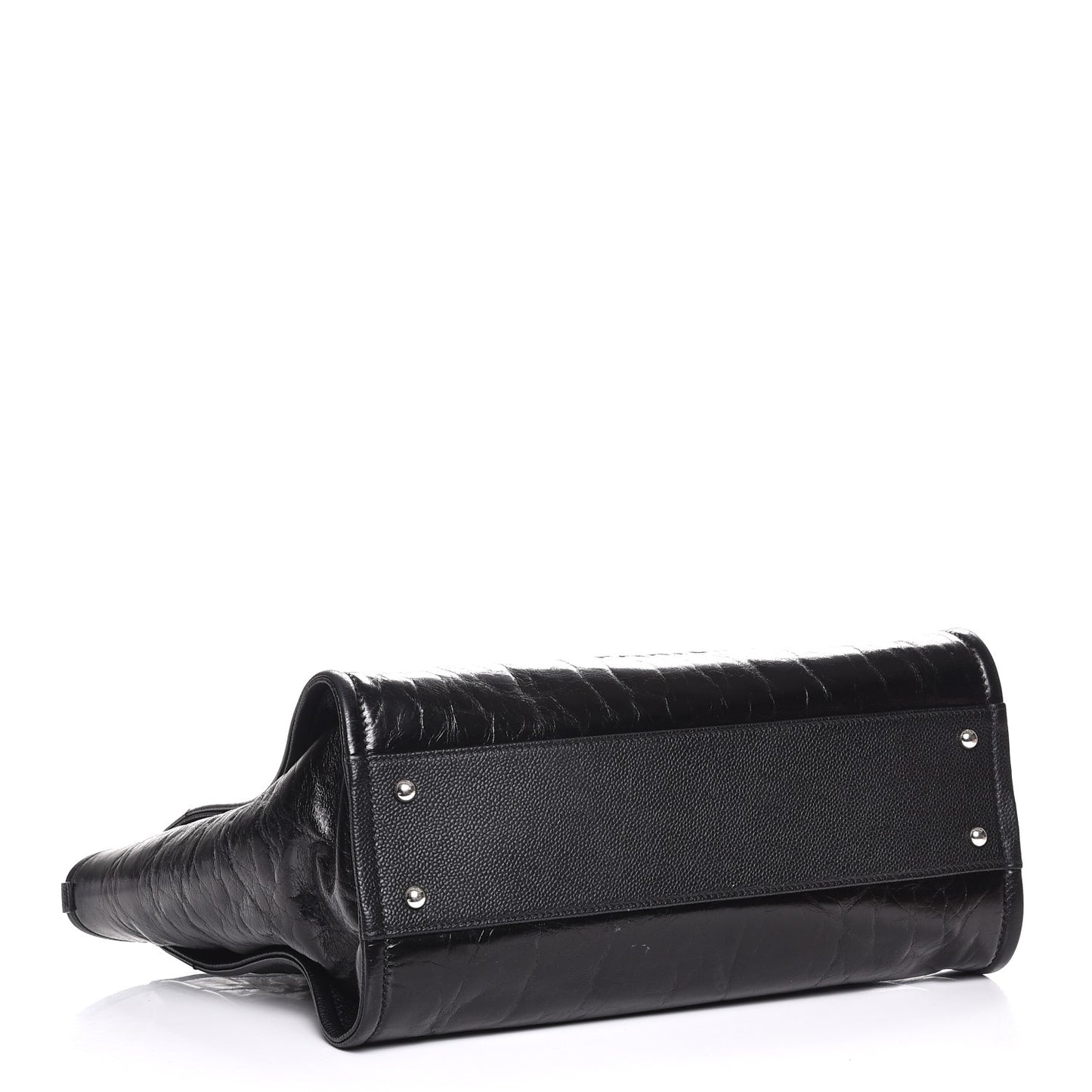 Glazed Calfskin Small Deauville Tote Black