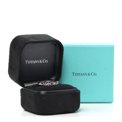 Tiffany Platinum Diamond Pink Sapphire 3mm Embrace Half Circle Ring 51 5.75 6 of 6