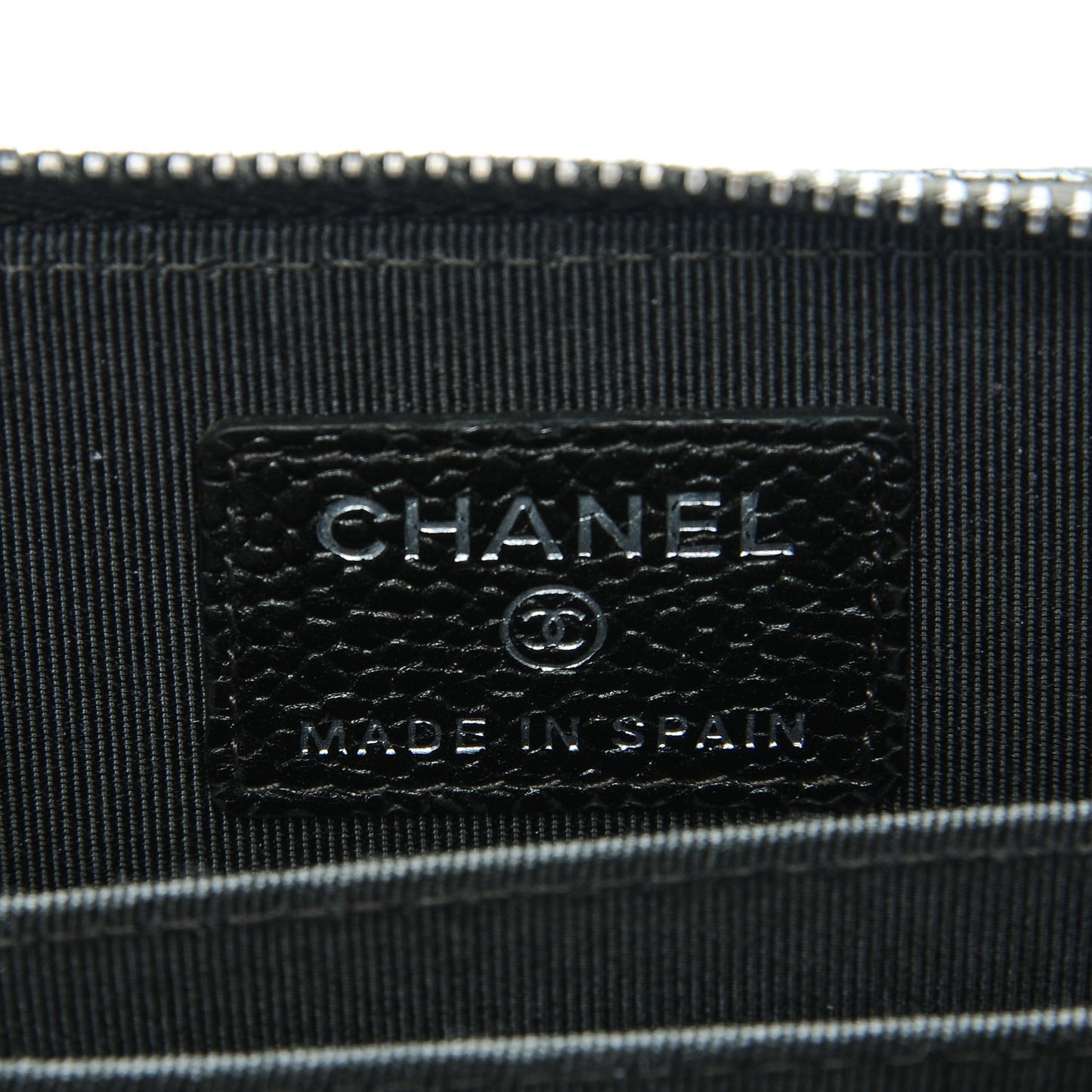 Metallic Caviar Quilted Zip Coin Purse Dark Charcoal