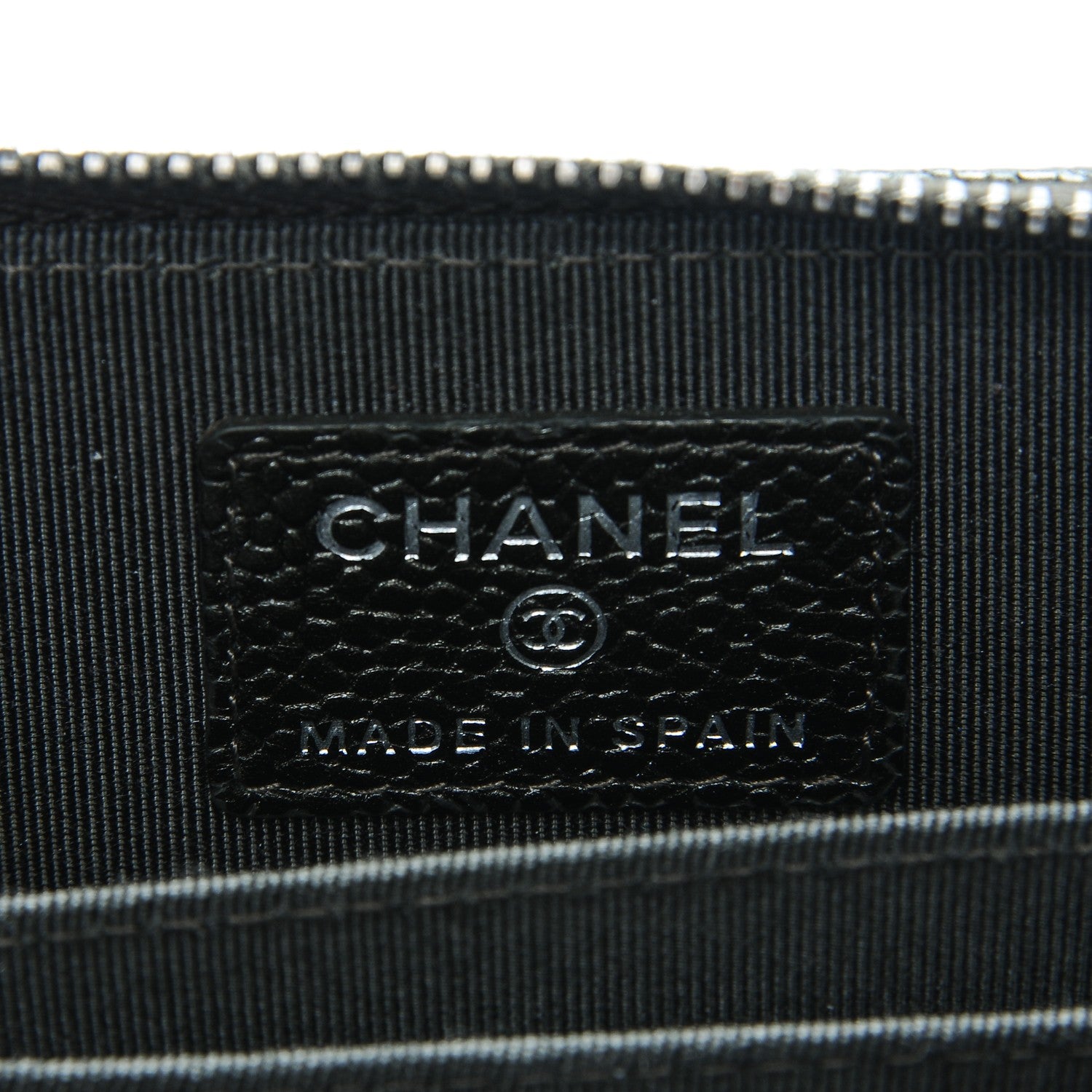 Chanel Metallic Caviar Quilted Zip Coin Purse Dark Charcoal 6 of 8