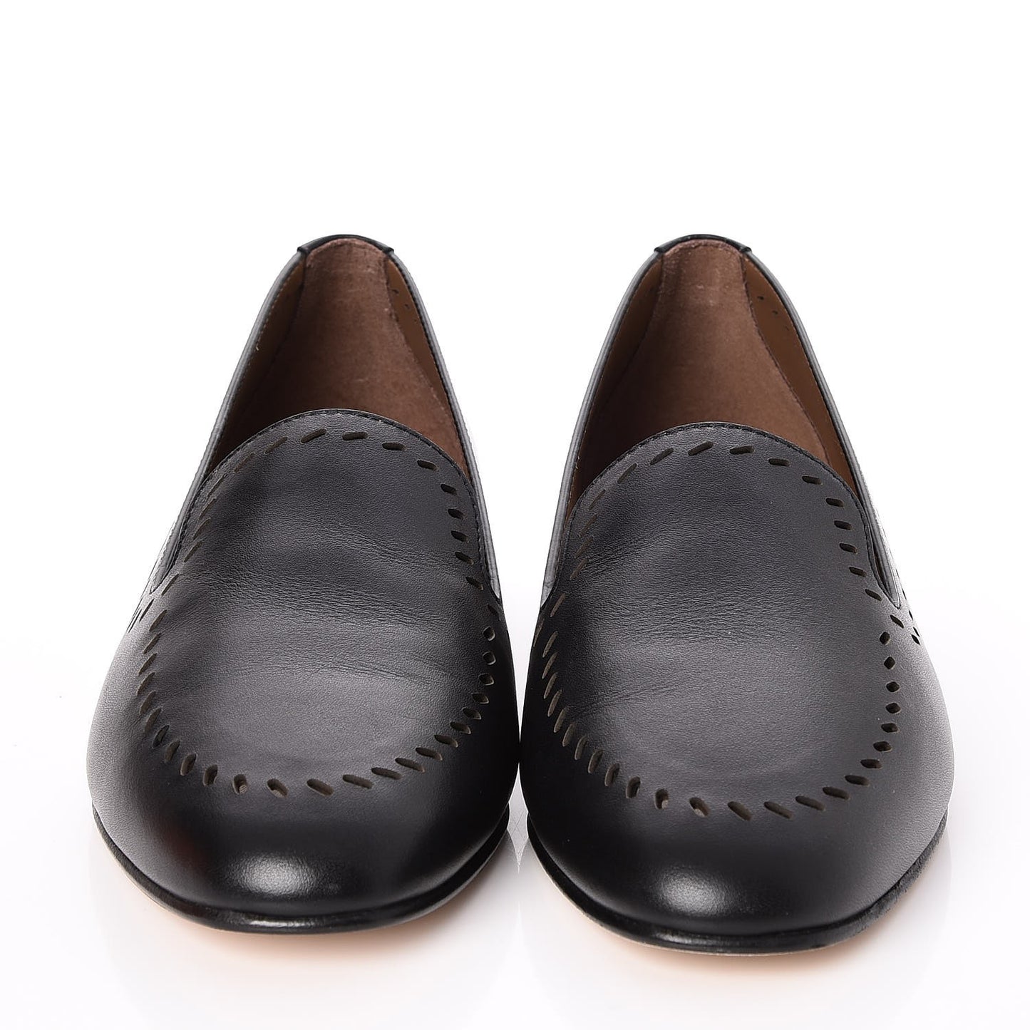 Calfskin Ovale Moccasin Loafers 36.5 Black