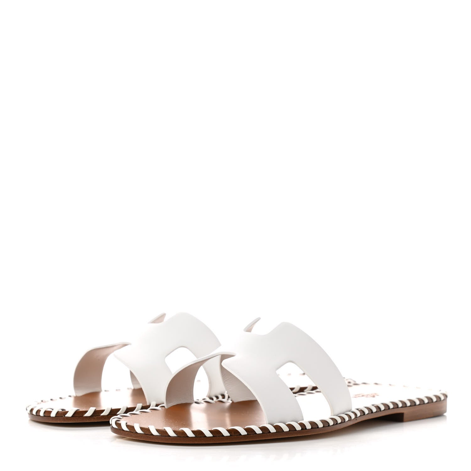 Hermes Box Calfskin Braided Oran Sandals 38 White 3 of 8