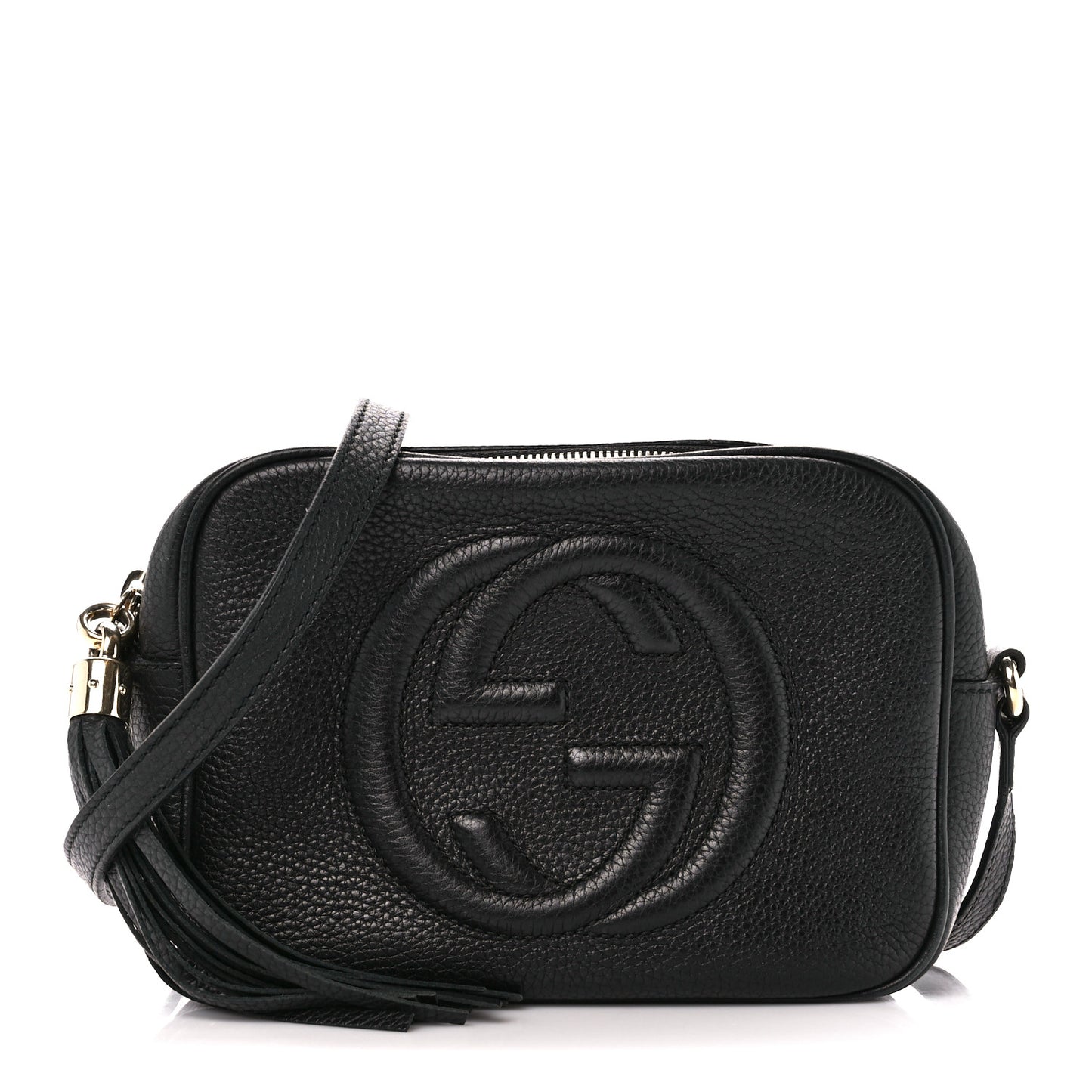 Pebbled Calfskin Small Soho Disco Bag Black
