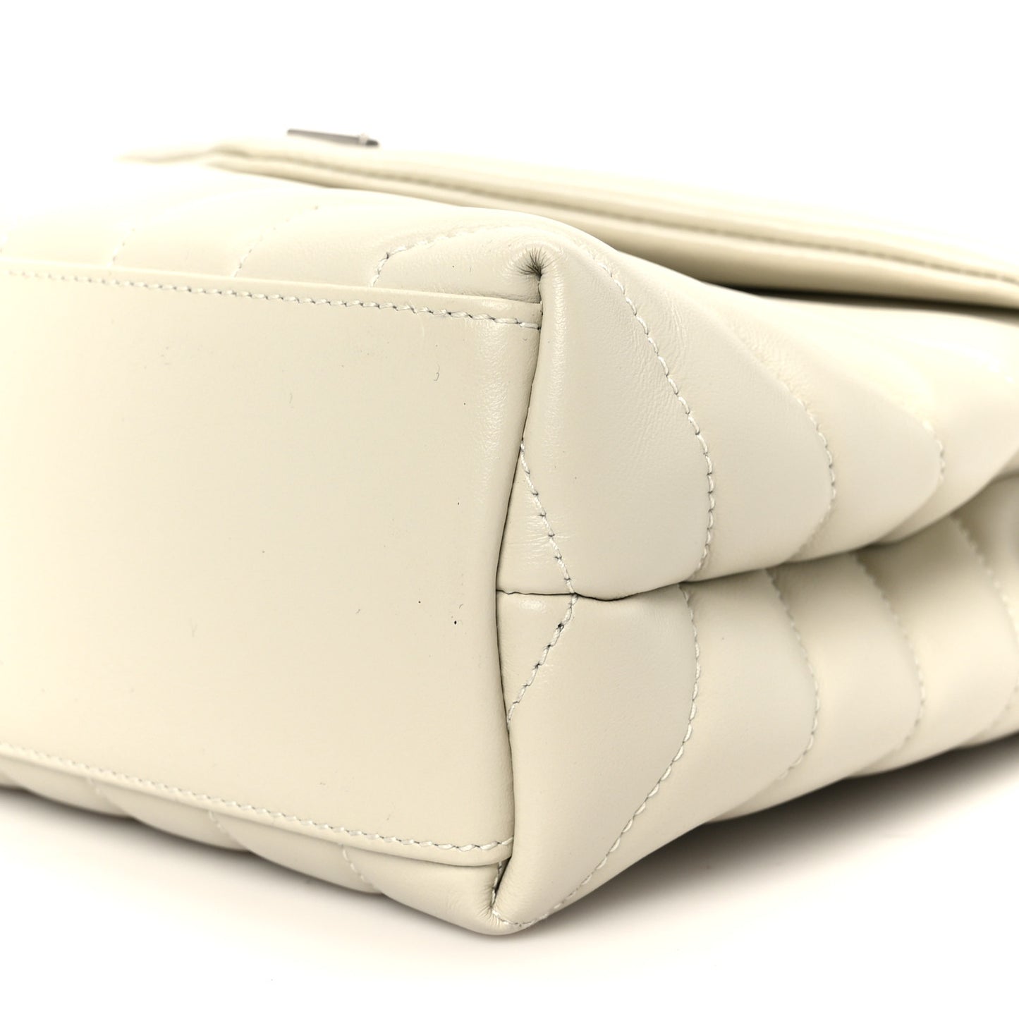 Calfskin Y Quilted Monogram Small Loulou Chain Satchel Crema Soft
