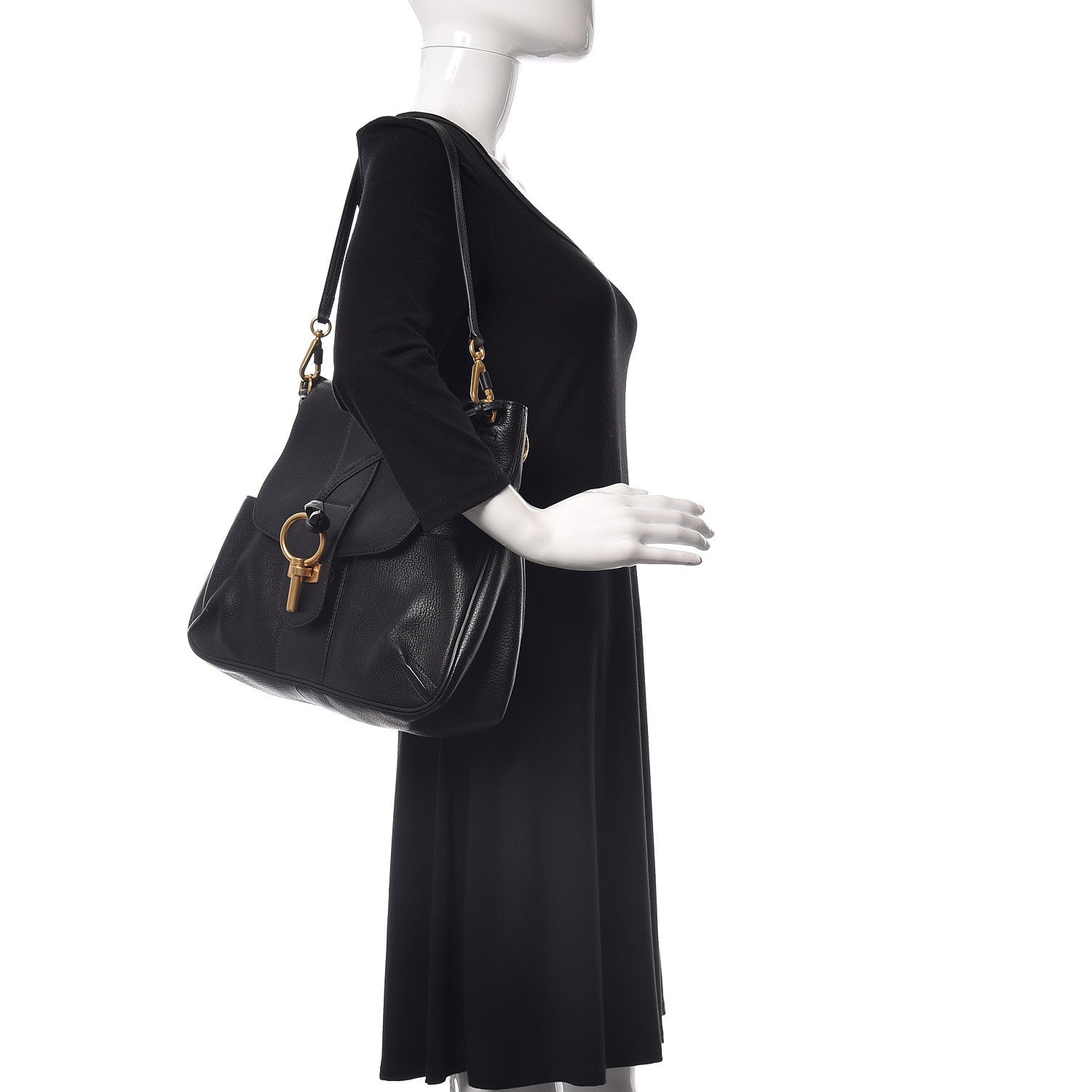 Chloe Grained Lambskin Calfskin Medium Lexa Shoulder Bag Black 2 of 19