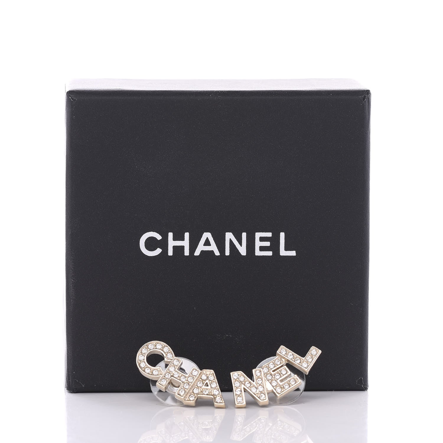 Chanel Crystal Pearl Signature Stud Earrings Gold 5 of 5