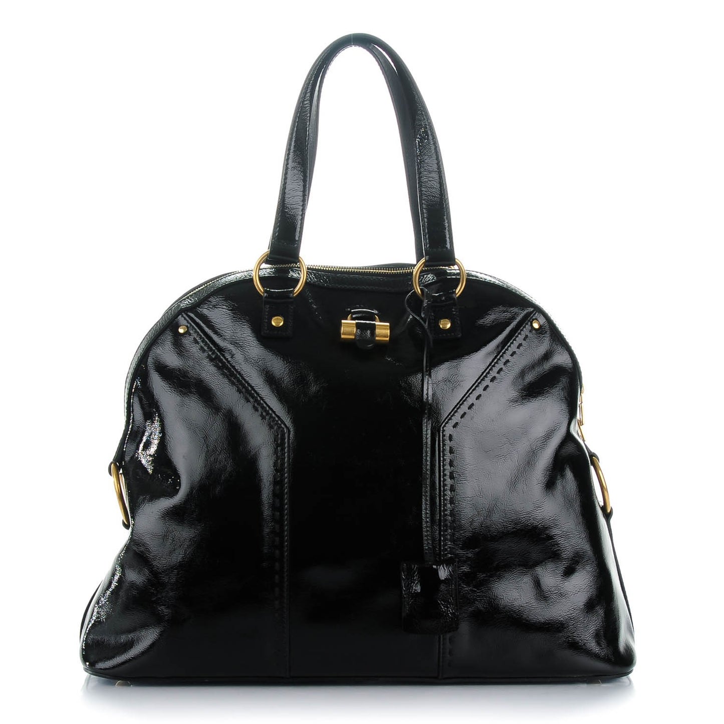 Patent Calfskin Oversized Muse Black