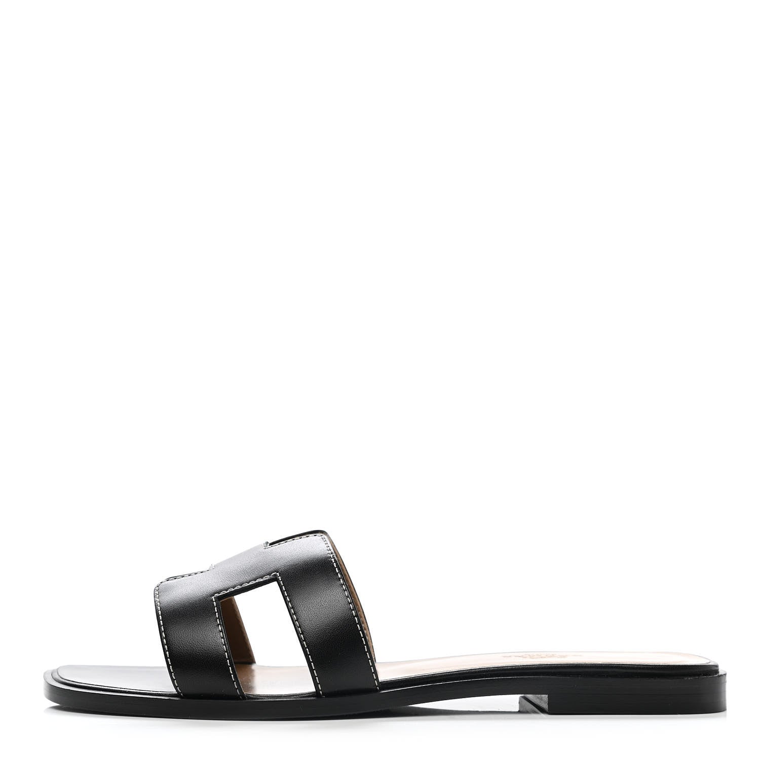 Hermes Box Calfskin Oran Sandals 37 Black 1 of 10