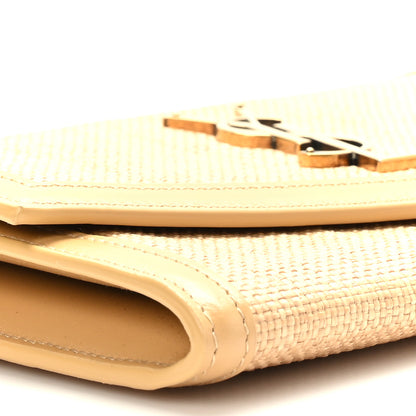 Saint Laurent Micro Raffia Monogram Uptown Chain Wallet Natural Hay Blush 7 of 9