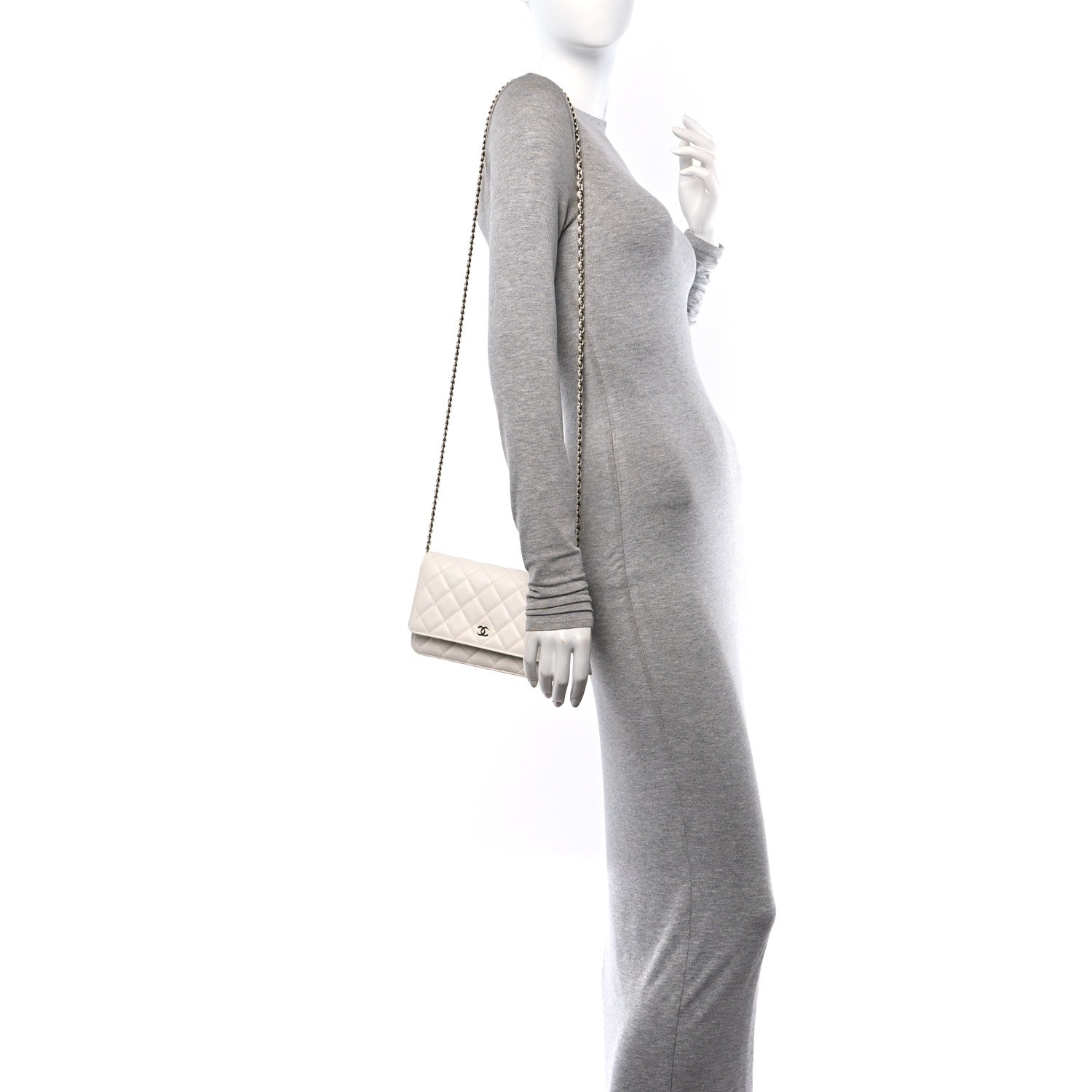 Chanel Caviar Quilted Wallet On Chain WOC White 2 of 12