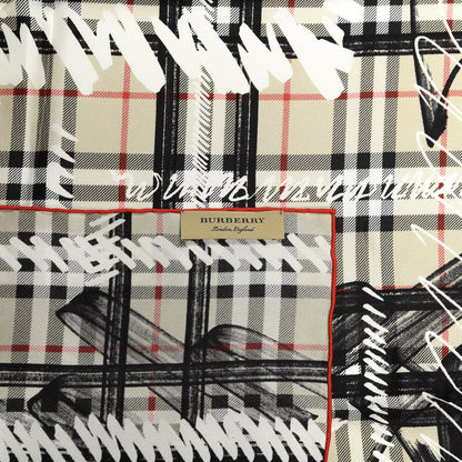 Burberry Silk Vintage Check Scribble Print Scarf Stone 3 of 4