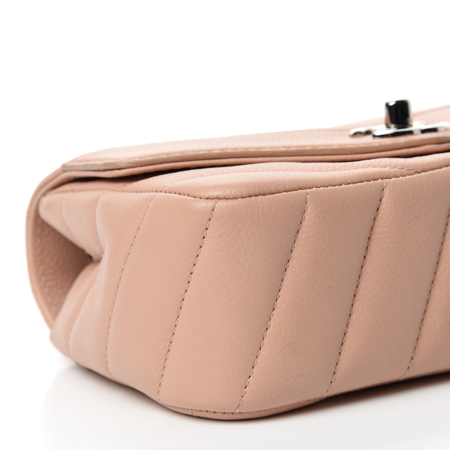 Caviar Chevron Quilted Small Single Flap Light Pink