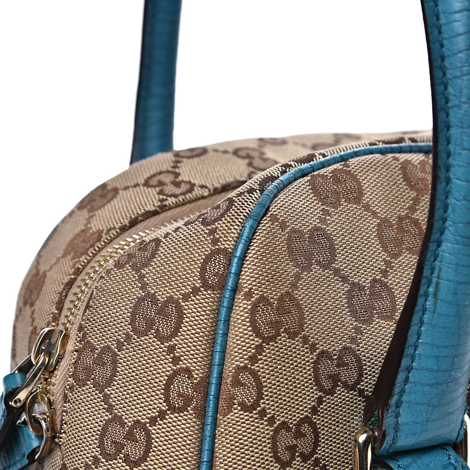 Gucci Monogram Horsebit Chain Satchel Blue 13 of 14