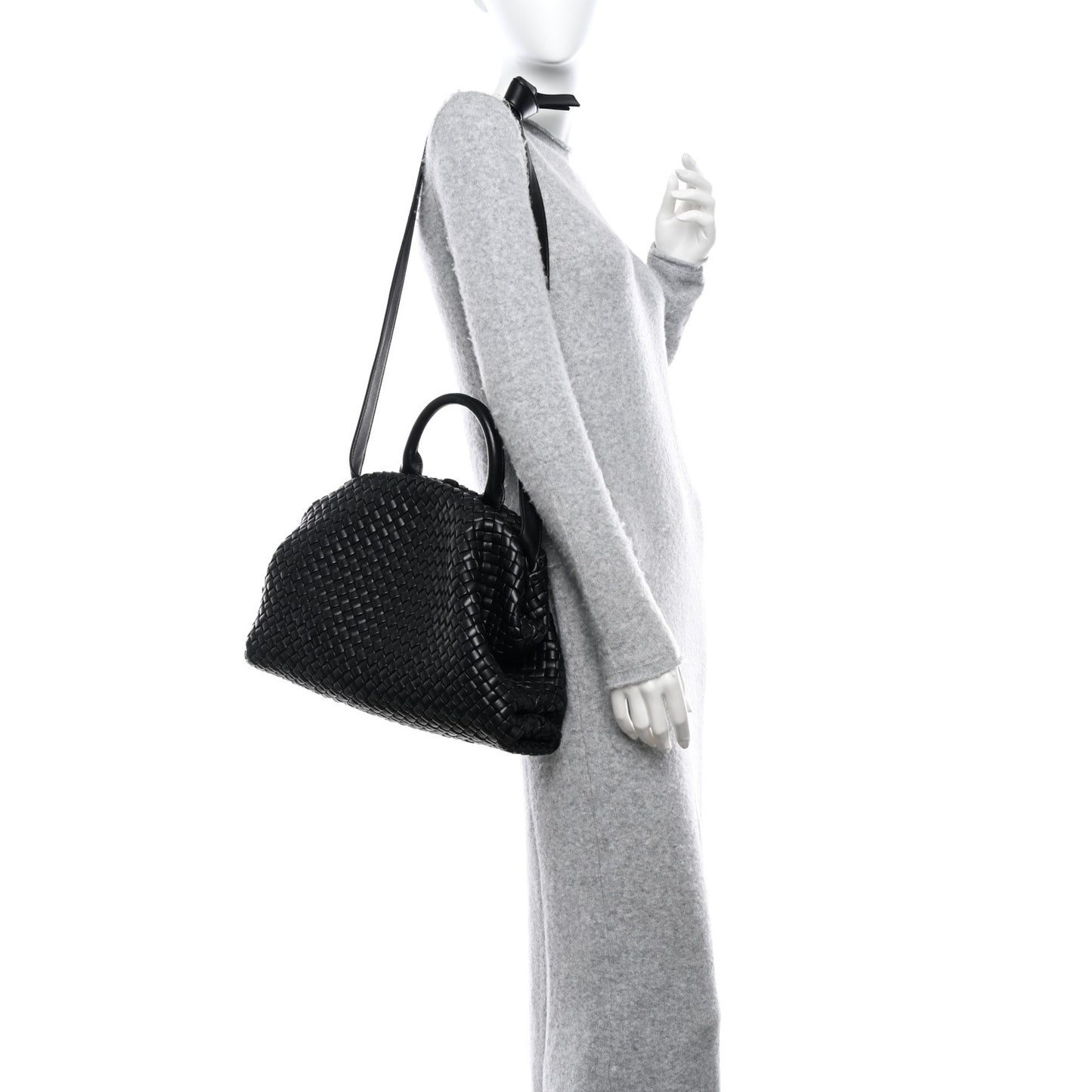 Nappa Intrecciato Medium Padded The Handle Tote Black