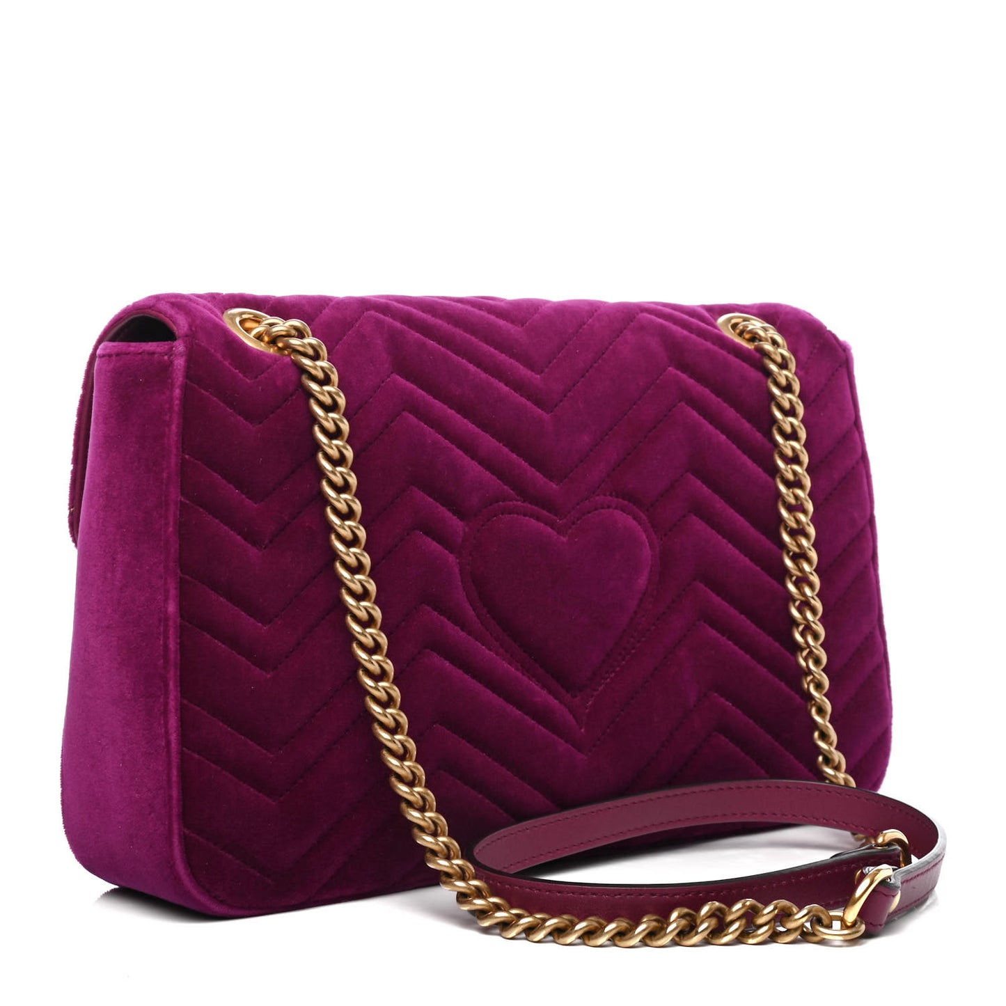 Velvet Matelasse Loved Embroidered Medium GG Marmont Shoulder Bag Fuchsia Violet Cyclamen