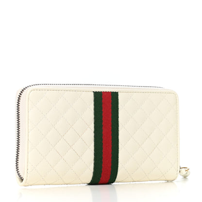 Gucci Calfskin Web Trapuntata GG Zip Around Wallet Off White 3 of 8