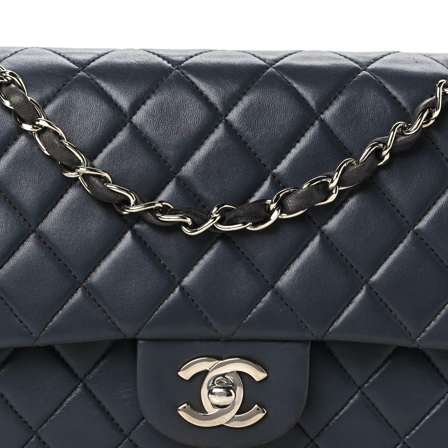 Chanel Lambskin Quilted Medium Double Flap Grey 9 of 12