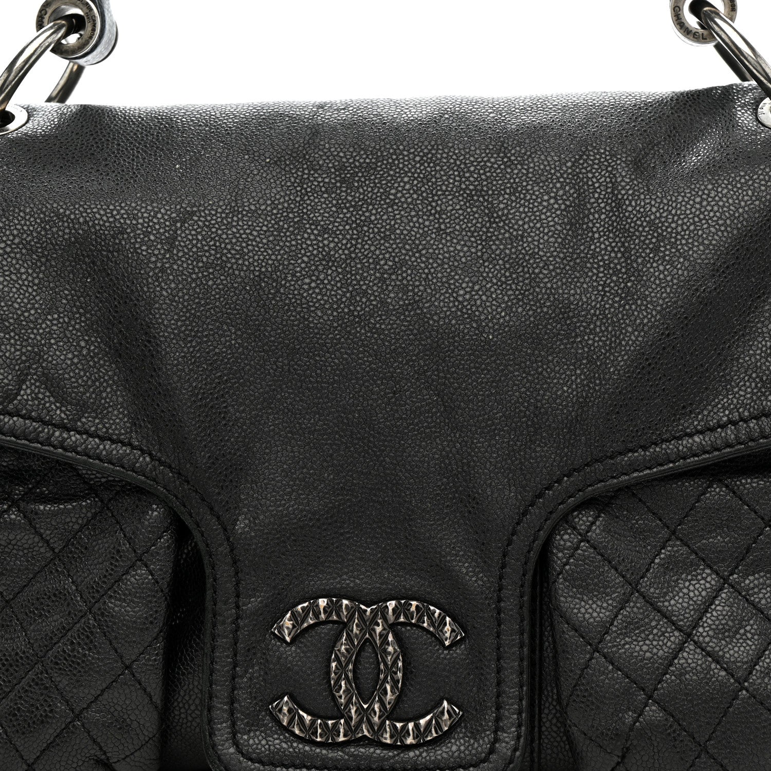 Chanel Glazed Caviar Large Coco Rider Flap Hobo Black 8 of 13