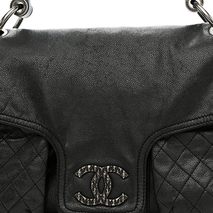 Chanel Glazed Caviar Large Coco Rider Flap Hobo Black 8 of 13