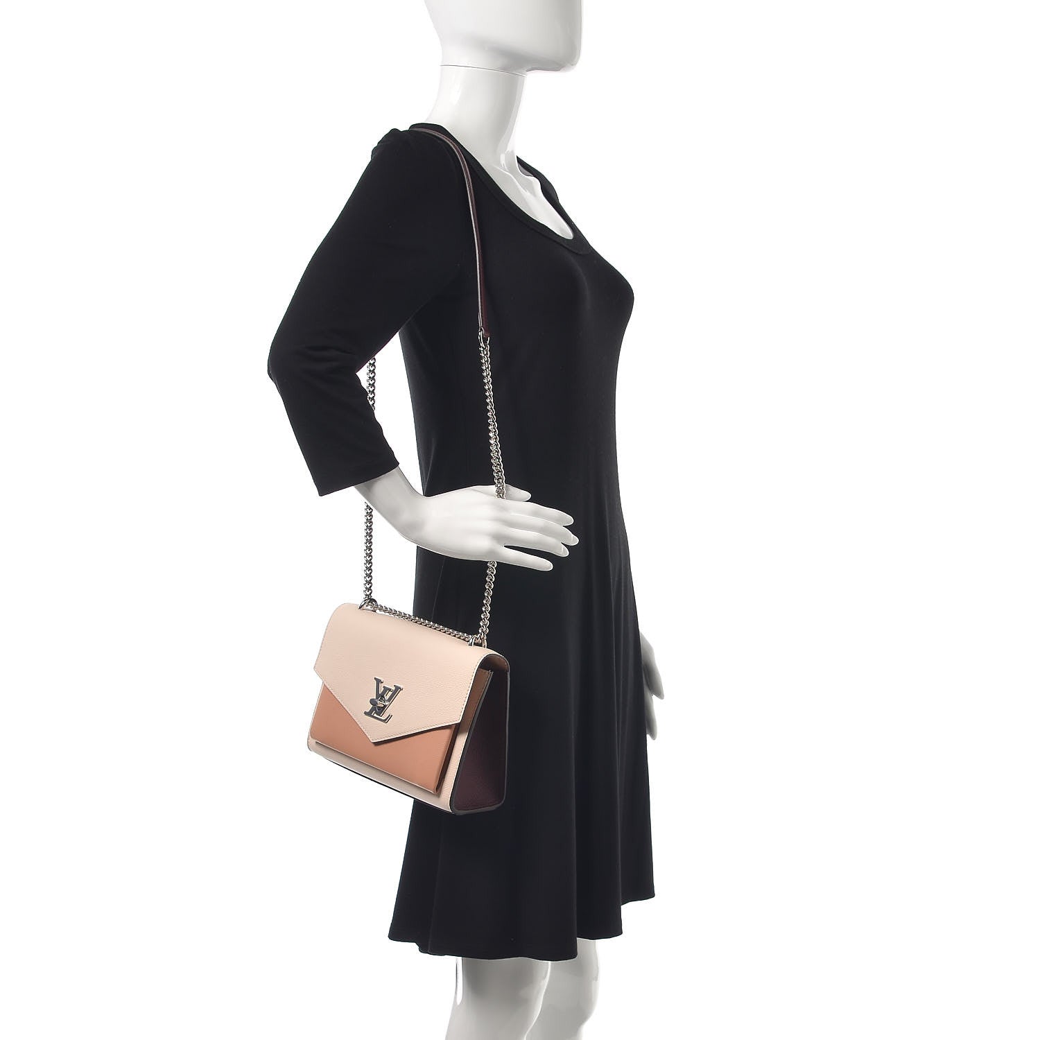 Louis Vuitton Soft Calfskin Mylockme Chain Bag BB Rose Silk Quartz Calla 2 of 9