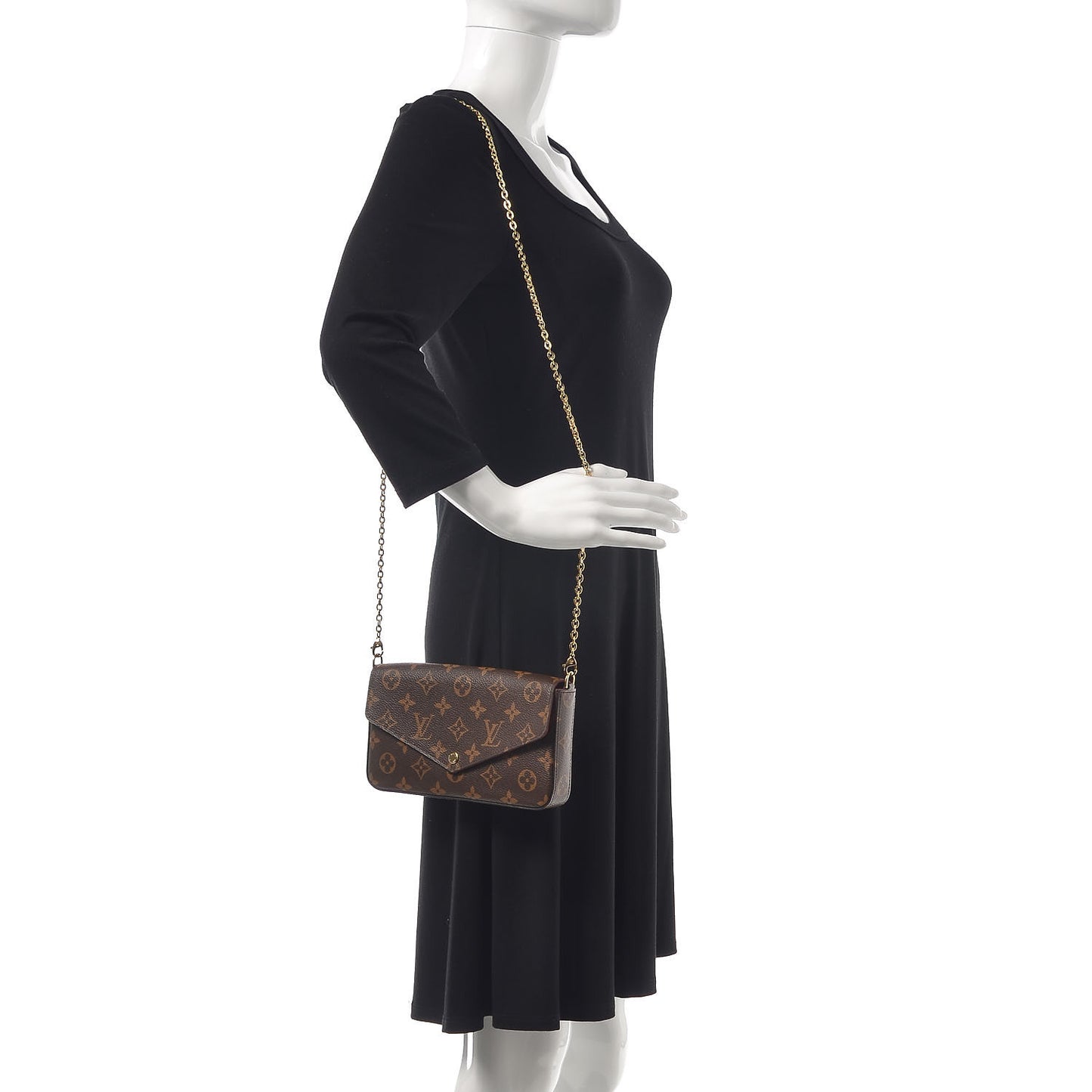 Monogram Pochette Felicie Chain Wallet Fuchsia