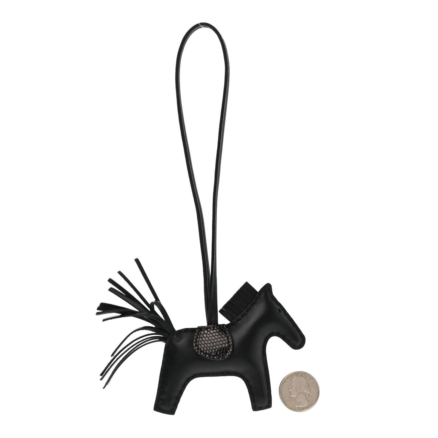 Milo Lambskin Lizard Touch Grigri Rodeo Horse Bag Charm PM So Black