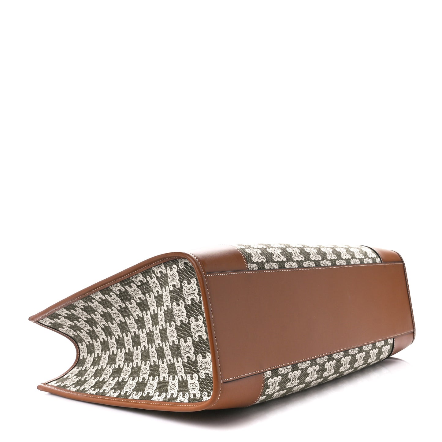 Canvas Calfskin Triomphe Embroidered Horizontal Cabas Green