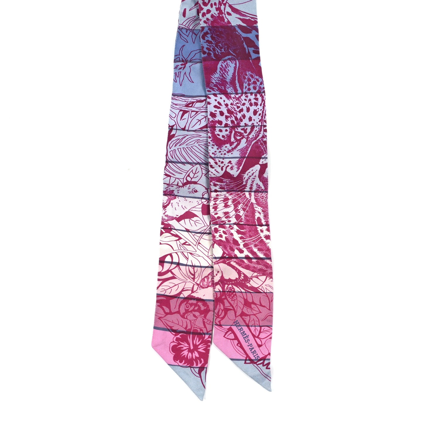 Silk Jungle Love Rainbow Twilly Fuchsia Bleu Ciel
