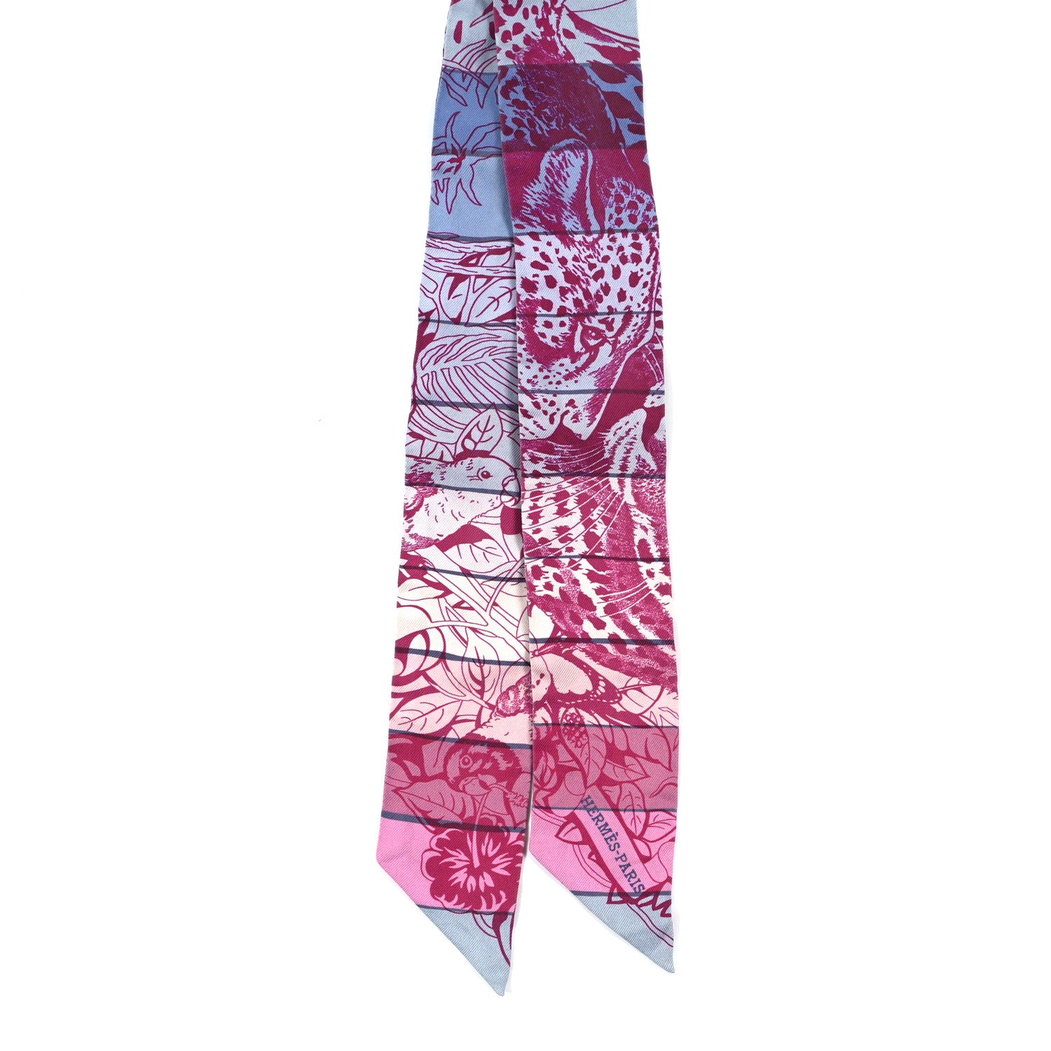 Hermes Silk Jungle Love Rainbow Twilly Fuchsia Bleu Ciel 2 of 3