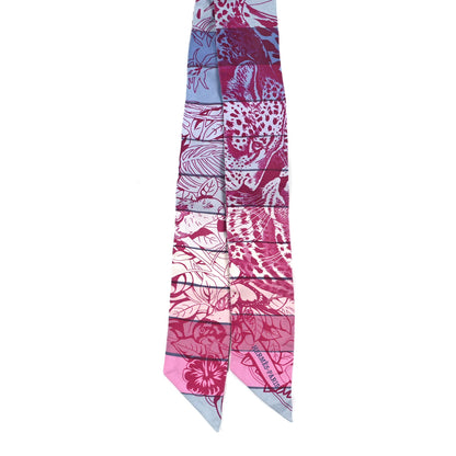 Hermes Silk Jungle Love Rainbow Twilly Fuchsia Bleu Ciel 2 of 3