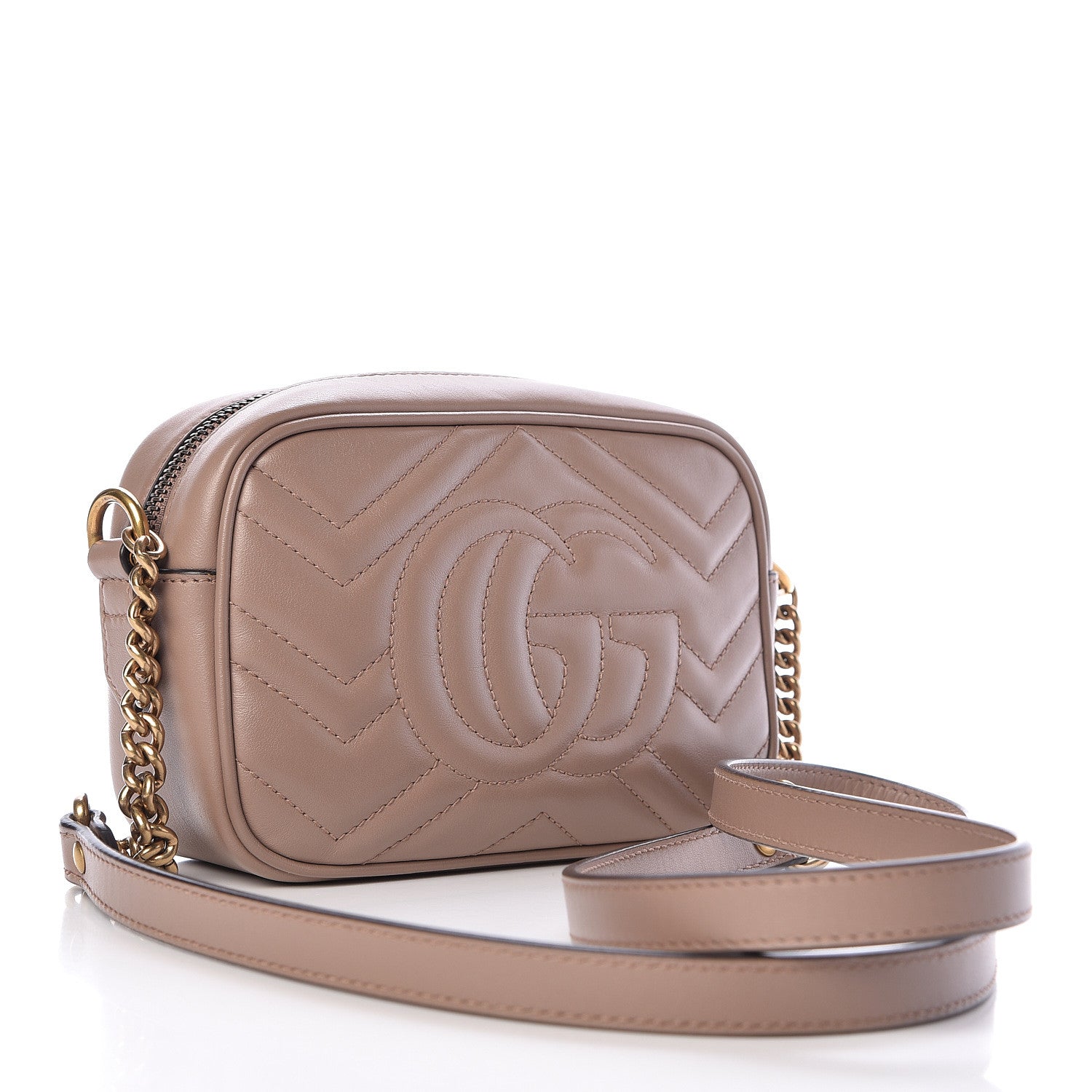 Gucci Calfskin Matelasse Mini GG Marmont Chain Shoulder Bag Porcelain Rose 3 of 10