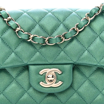 Chanel Iridescent Calfskin Quilted Mini Rectangular Flap Green 8 of 11