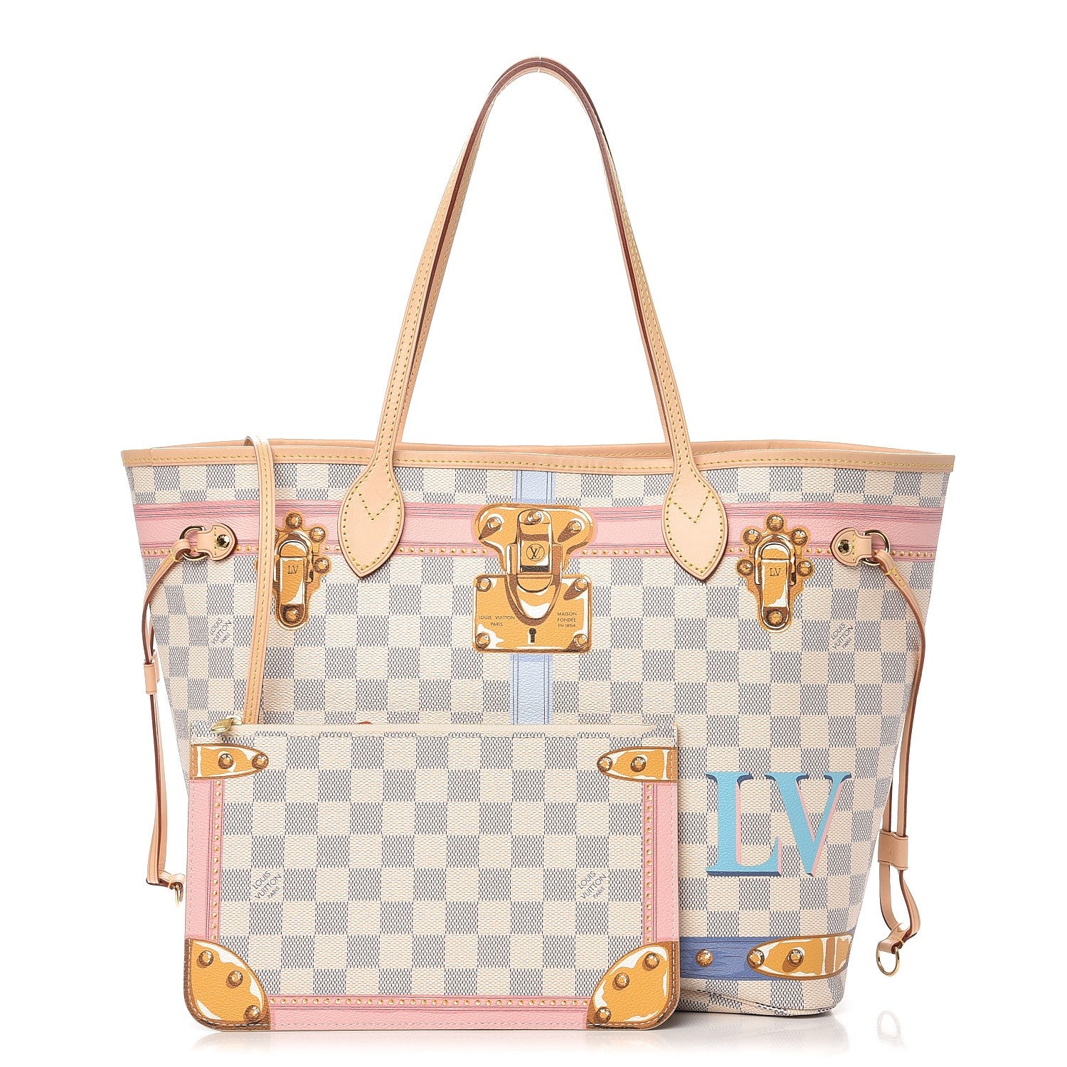 Louis Vuitton Damier Azur Summer Trunks Neo Neverfull MM 1 of 9