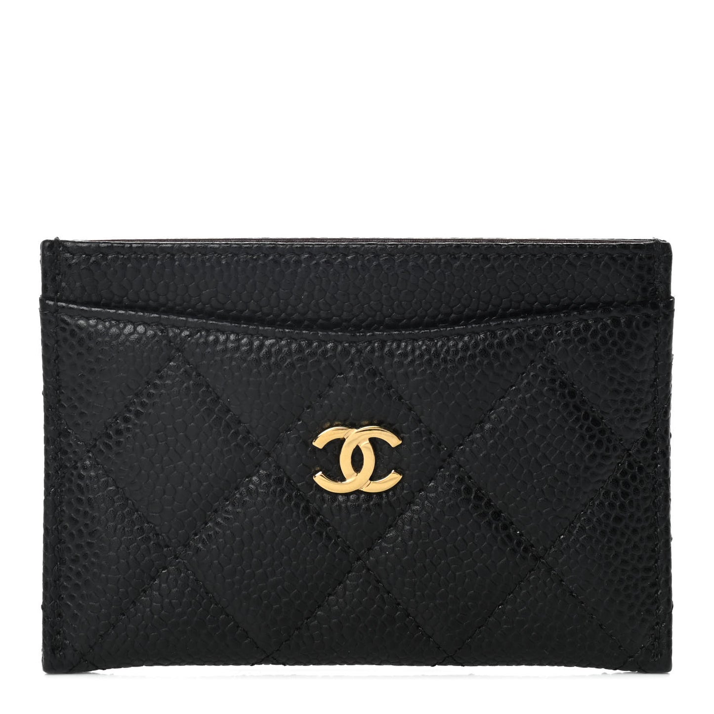 Caviar Quilted Card Holder Black